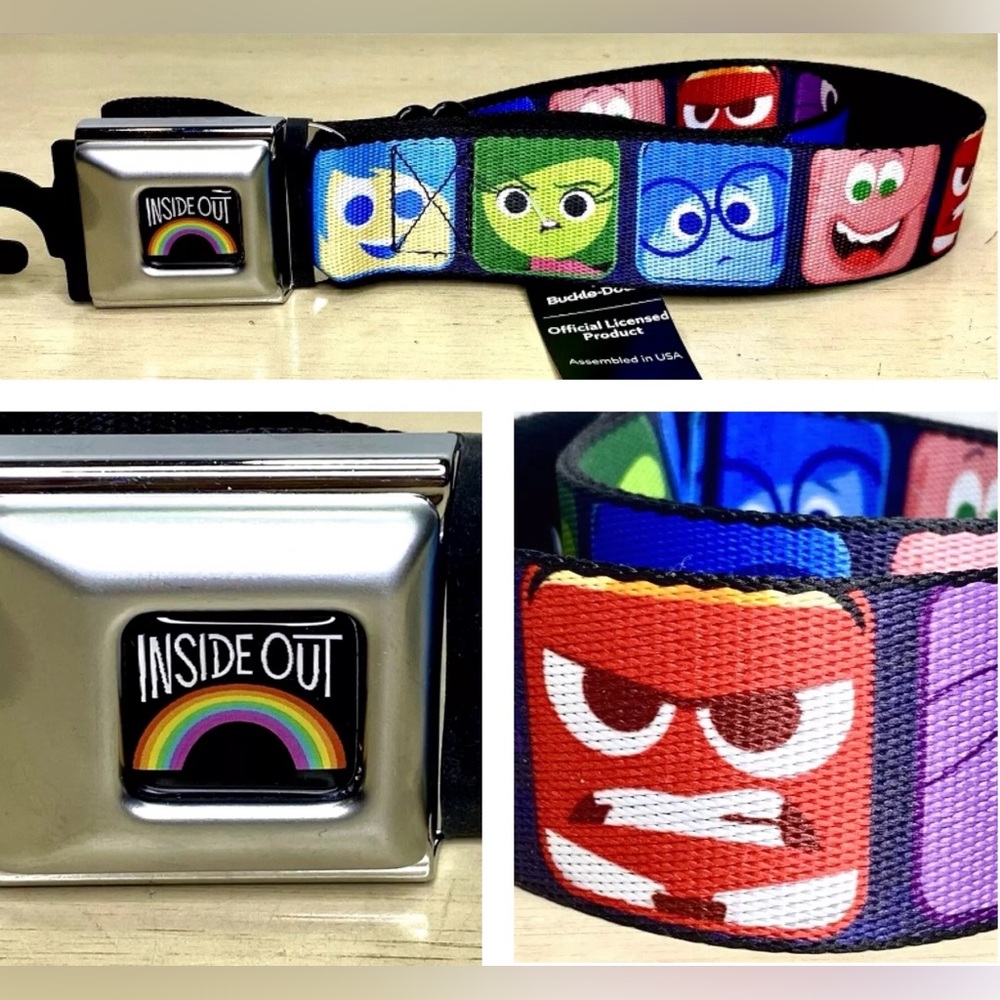 Disney Pixar Inside Out Buckle Down Seatbelt Belt Adjustable Limited Exclusive